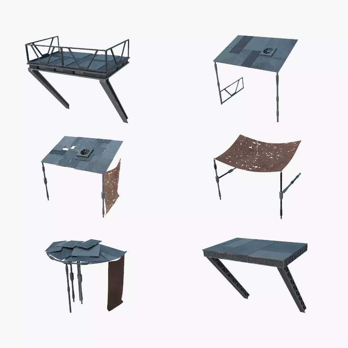 Sci-fi canopies Low-poly 3D model_0