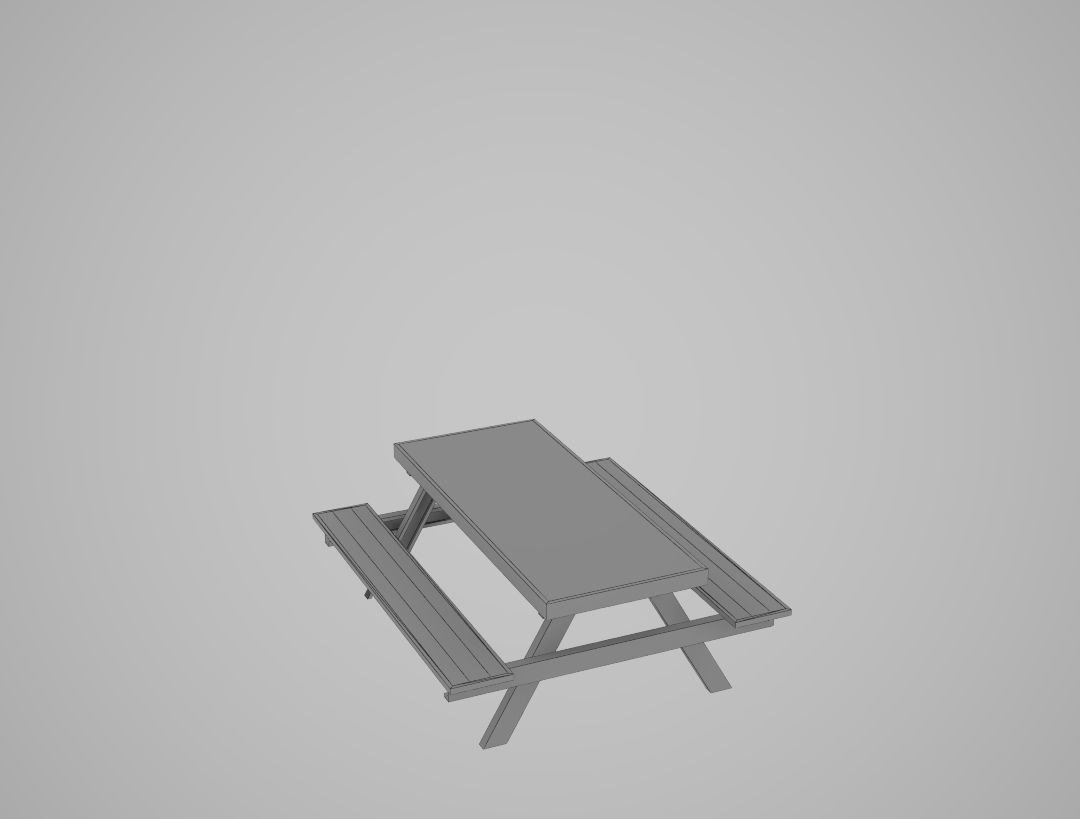 Picnic Table Low-poly 3D model_5