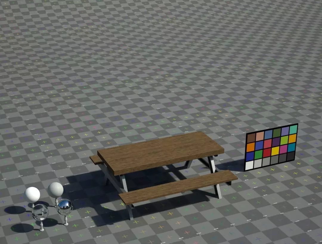 Picnic Table Low-poly 3D model_0