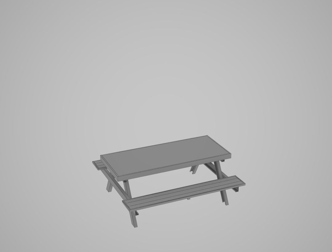Picnic Table Low-poly 3D model_4