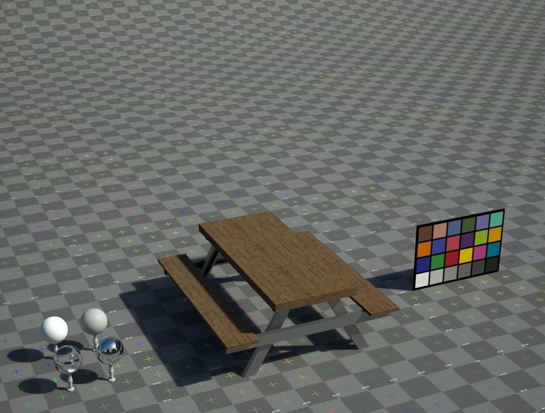 Picnic Table Low-poly 3D model_3