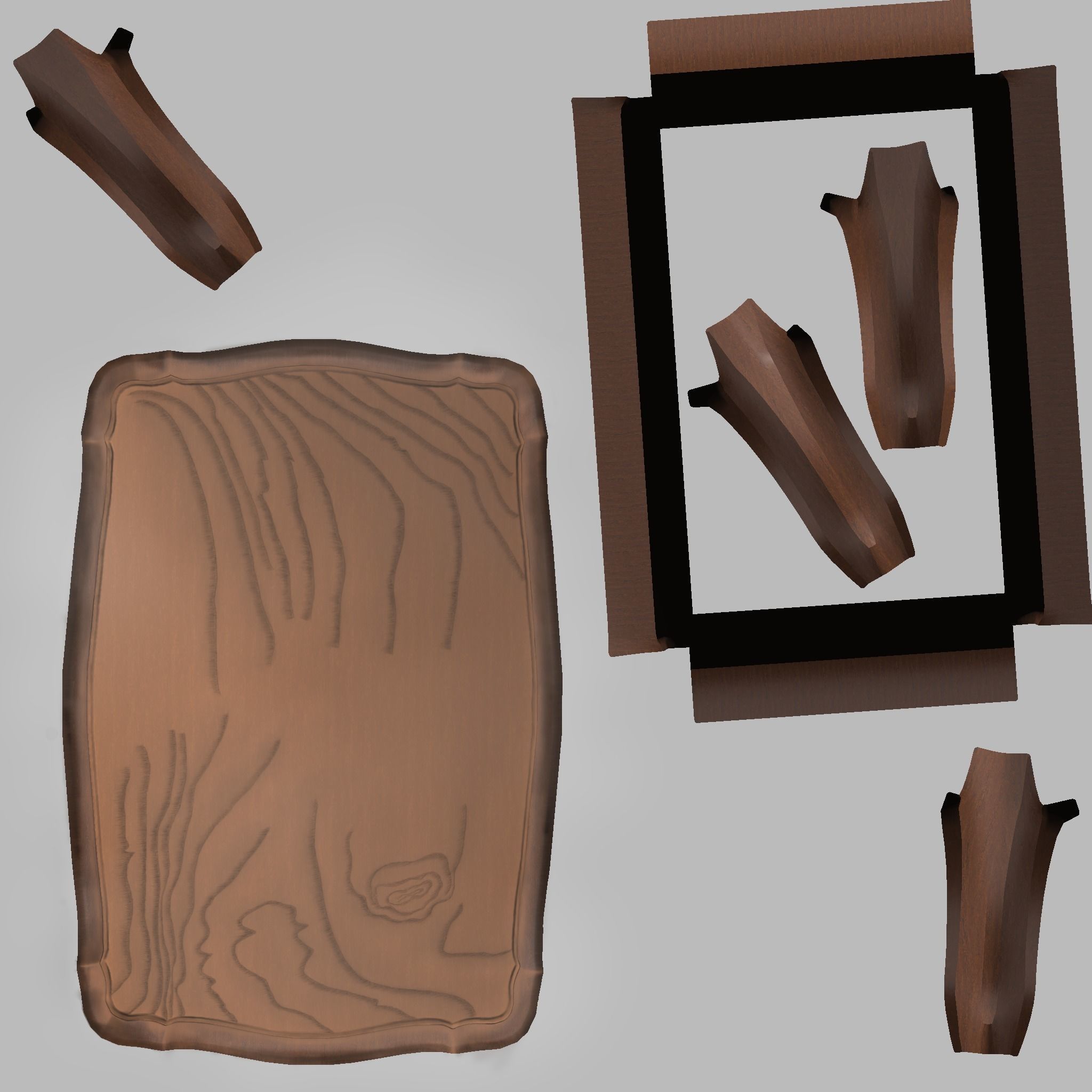 Bergere Style Table Low-poly 3D model_9