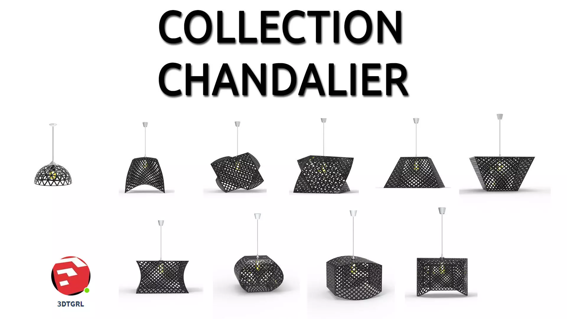 CHANDALIER pendant lamp with light in middle 3D Model Collection_0