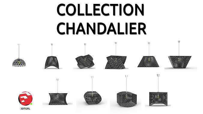 CHANDALIER pendant lamp with light in middle 3D Model Collection