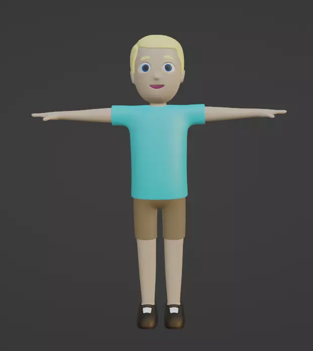 Stylized T pose cartoon character Low-poly 3D model