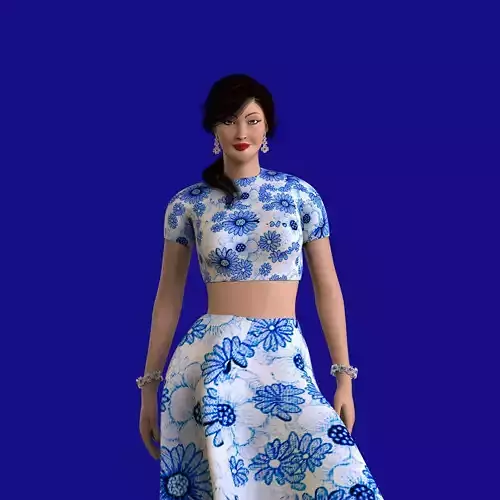 Indian Dress Women Rigged  Low-poly 3D model