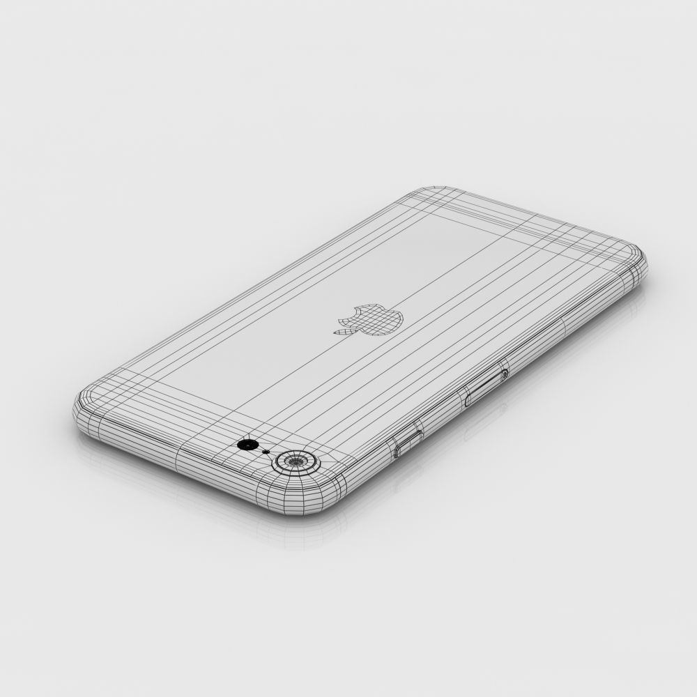 Apple iPhone SE 2022 Starlight Low-poly 3D model_20
