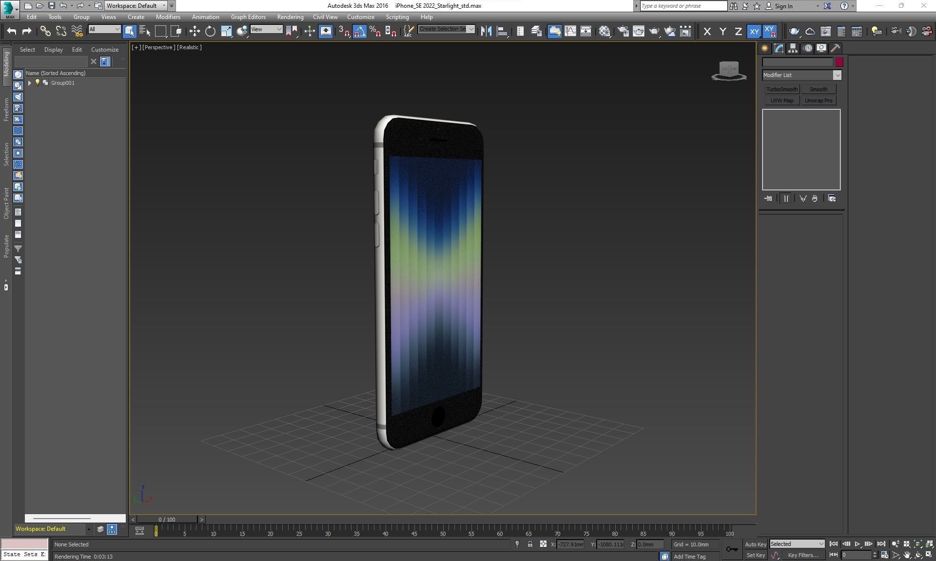 Apple iPhone SE 2022 Starlight Low-poly 3D model_37