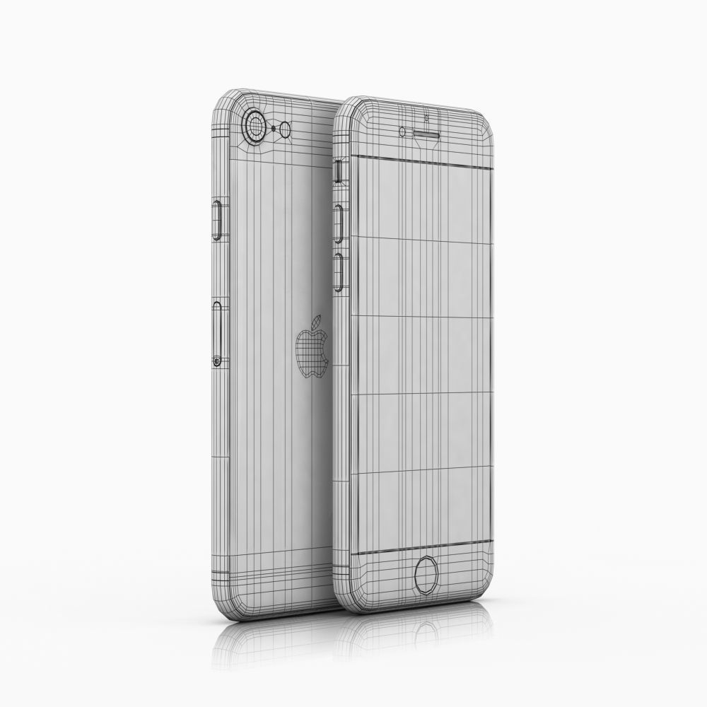 Apple iPhone SE 2022 Starlight Low-poly 3D model_23