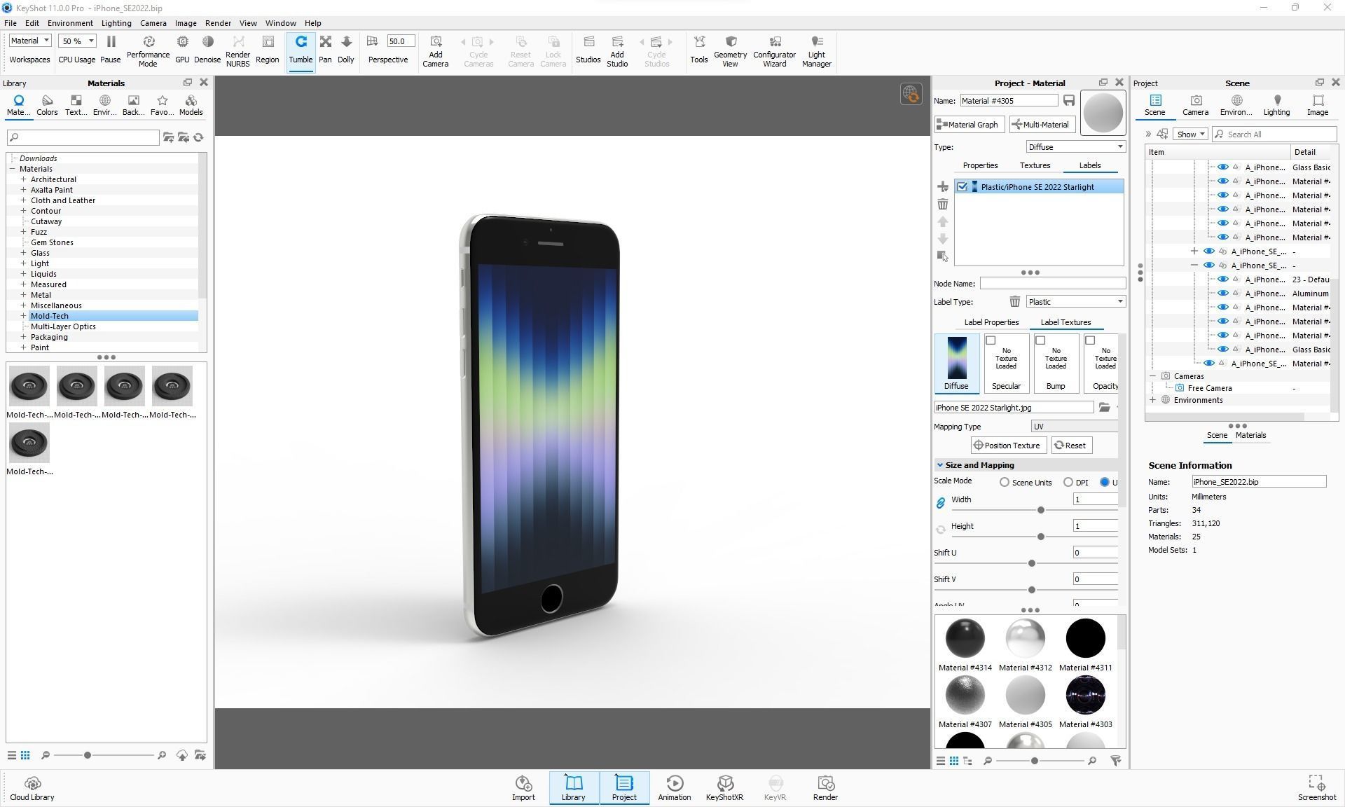 Apple iPhone SE 2022 Starlight Low-poly 3D model_41
