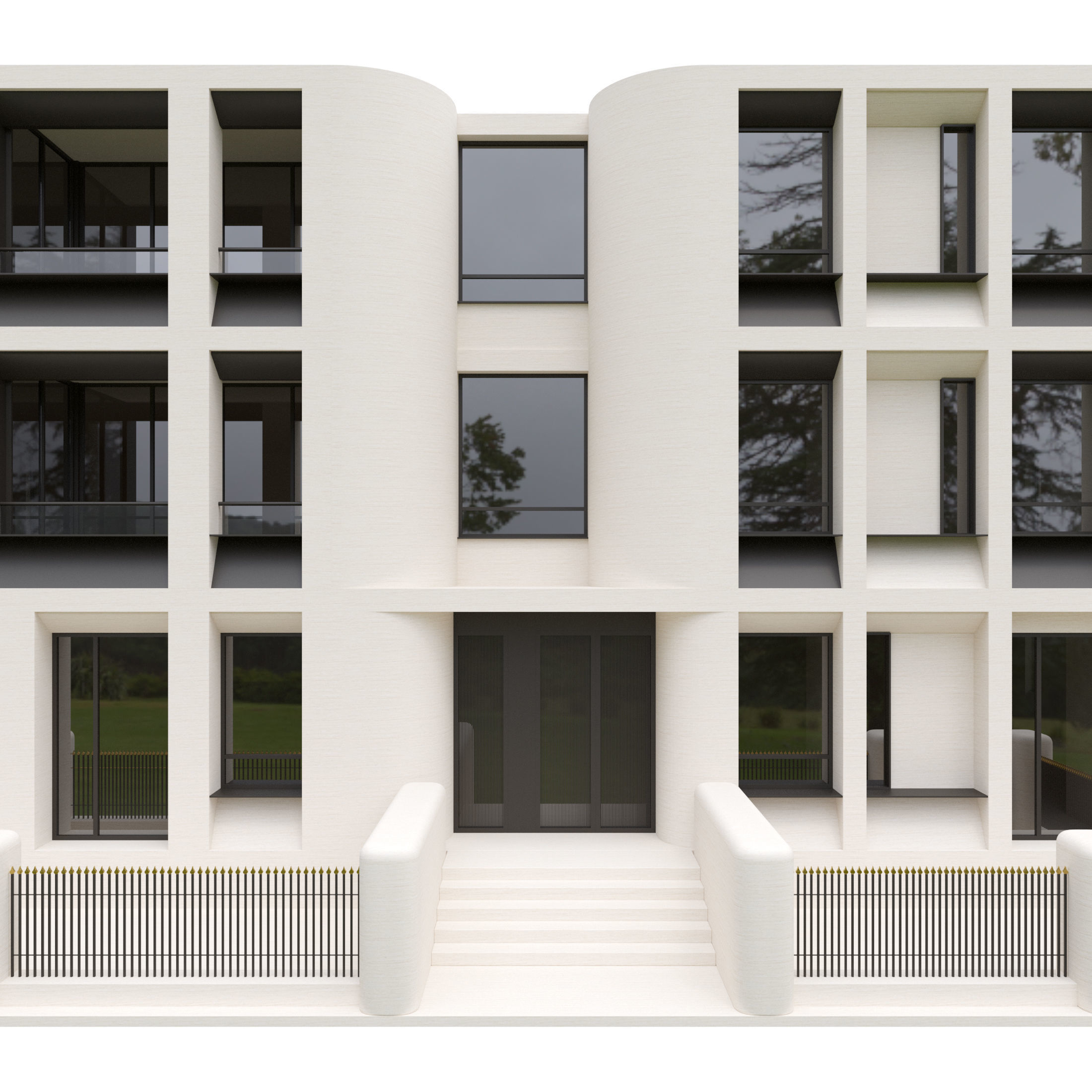 Building 2 with fence  3D model_2