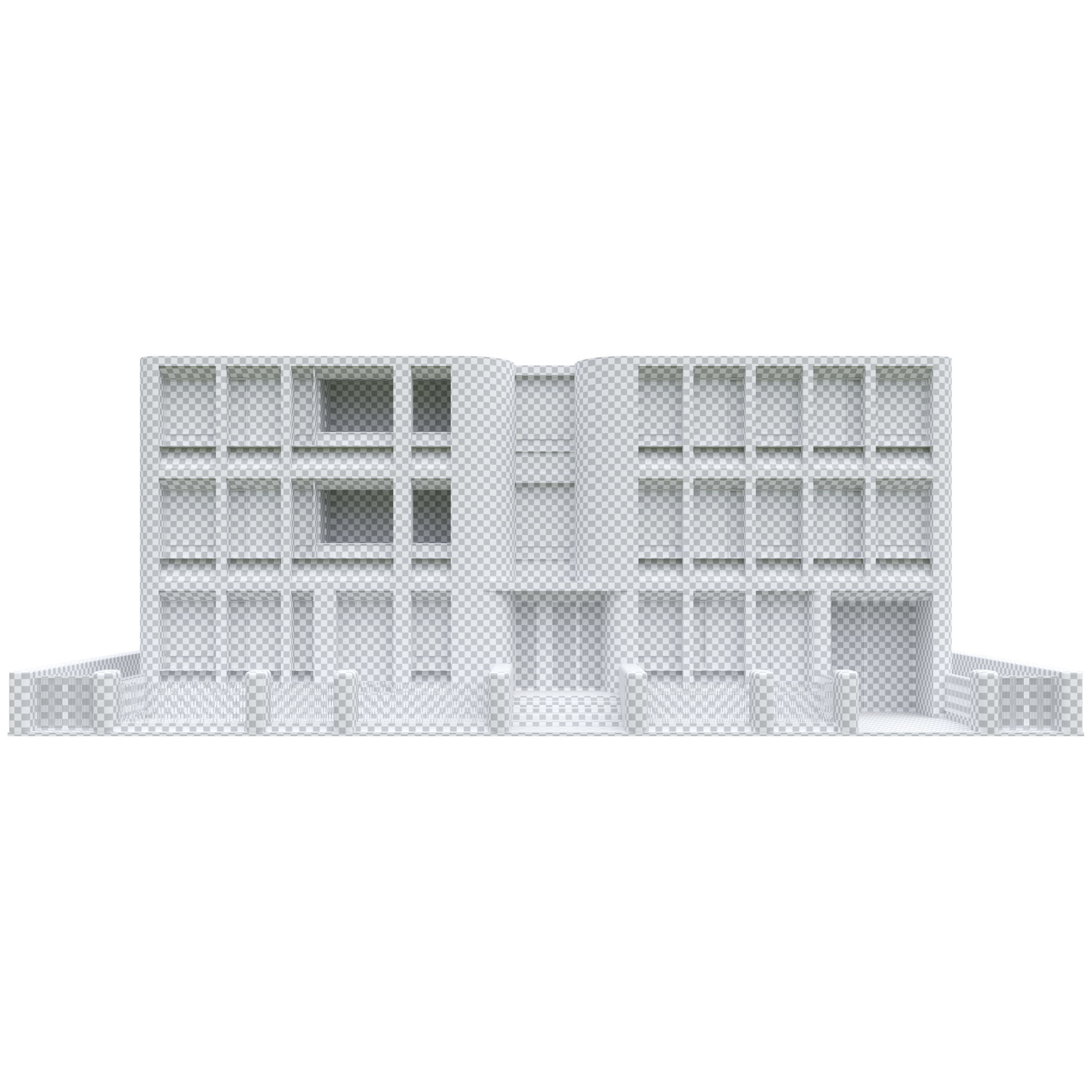 Building 2 with fence  3D model_6