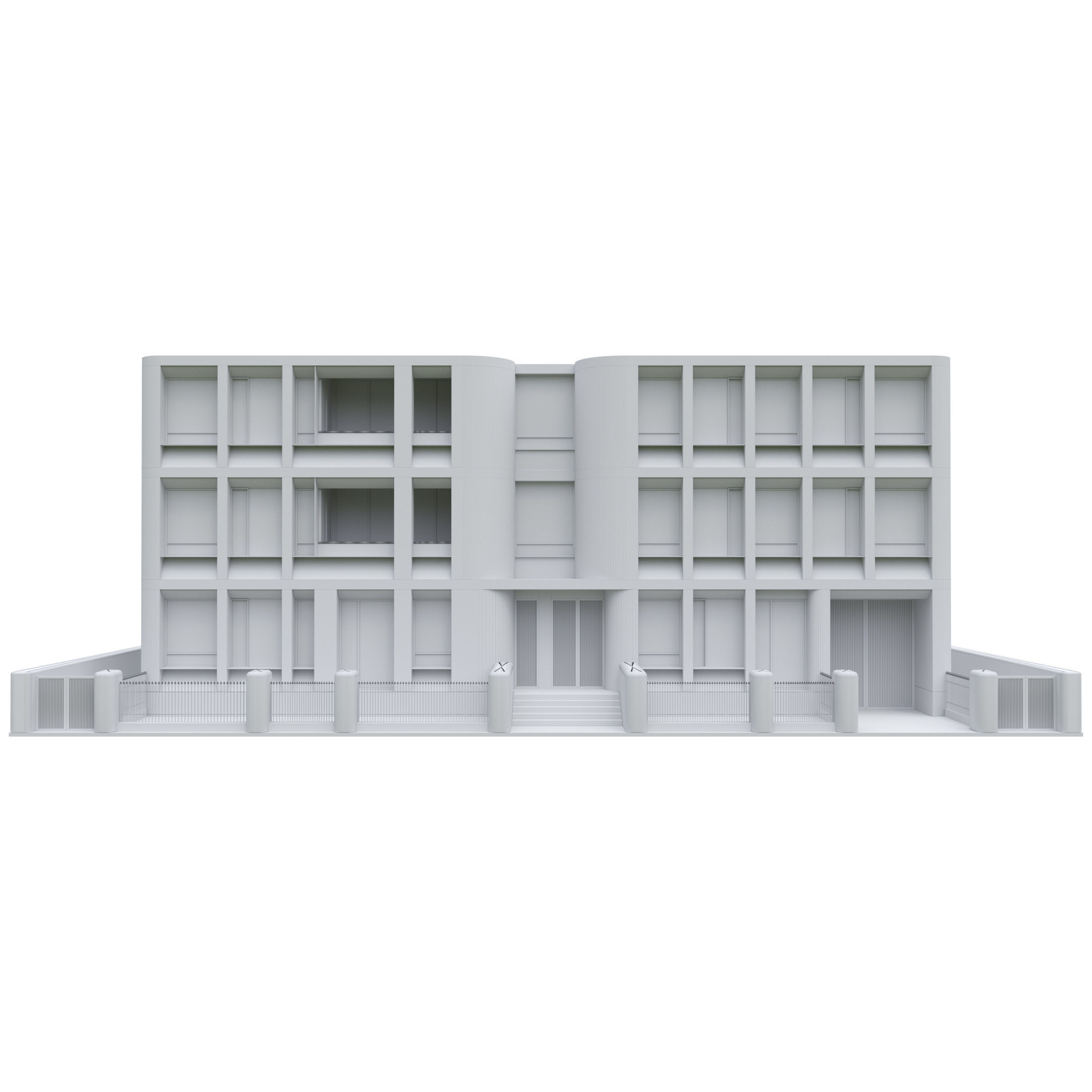 Building 2 with fence  3D model_5