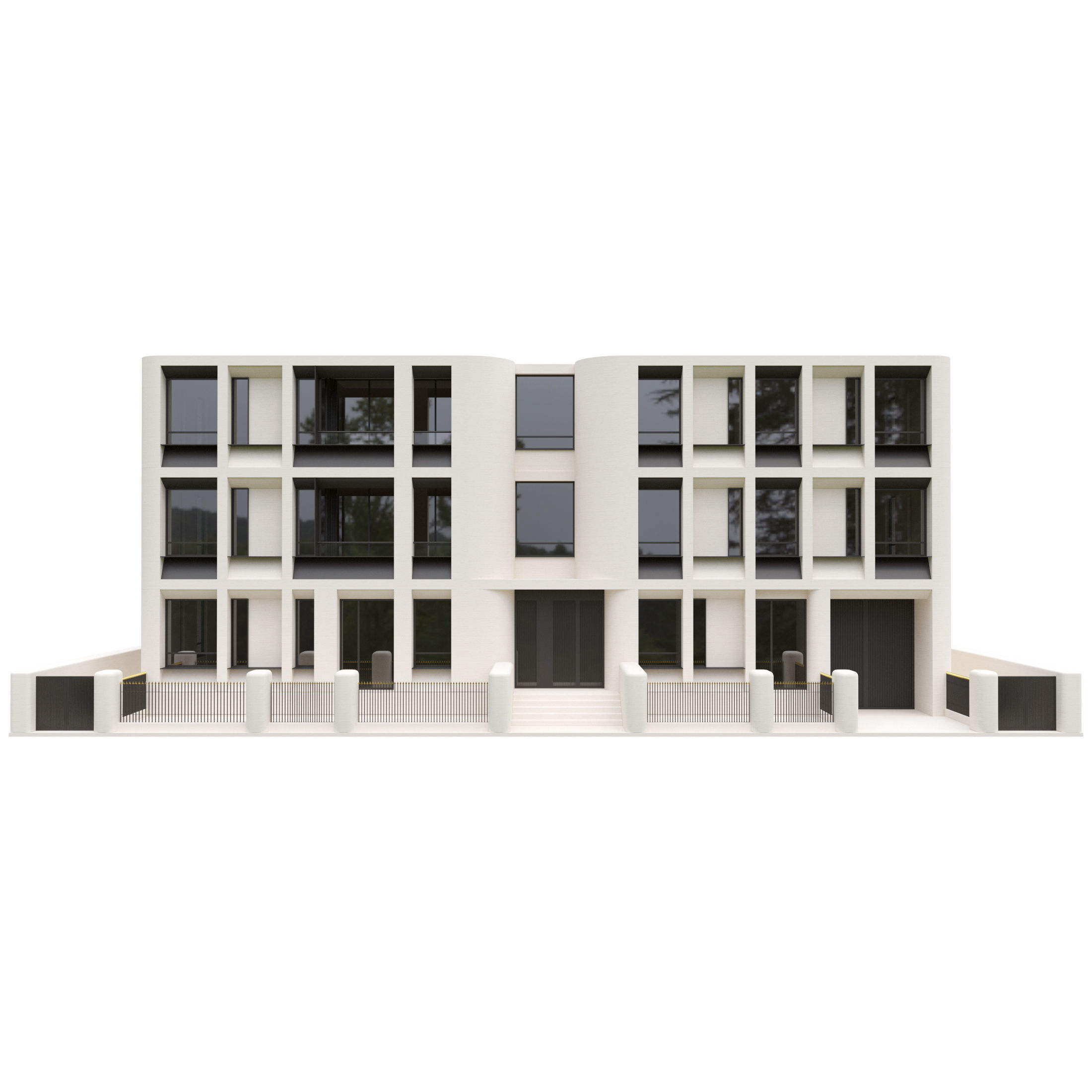 Building 2 with fence  3D model_1