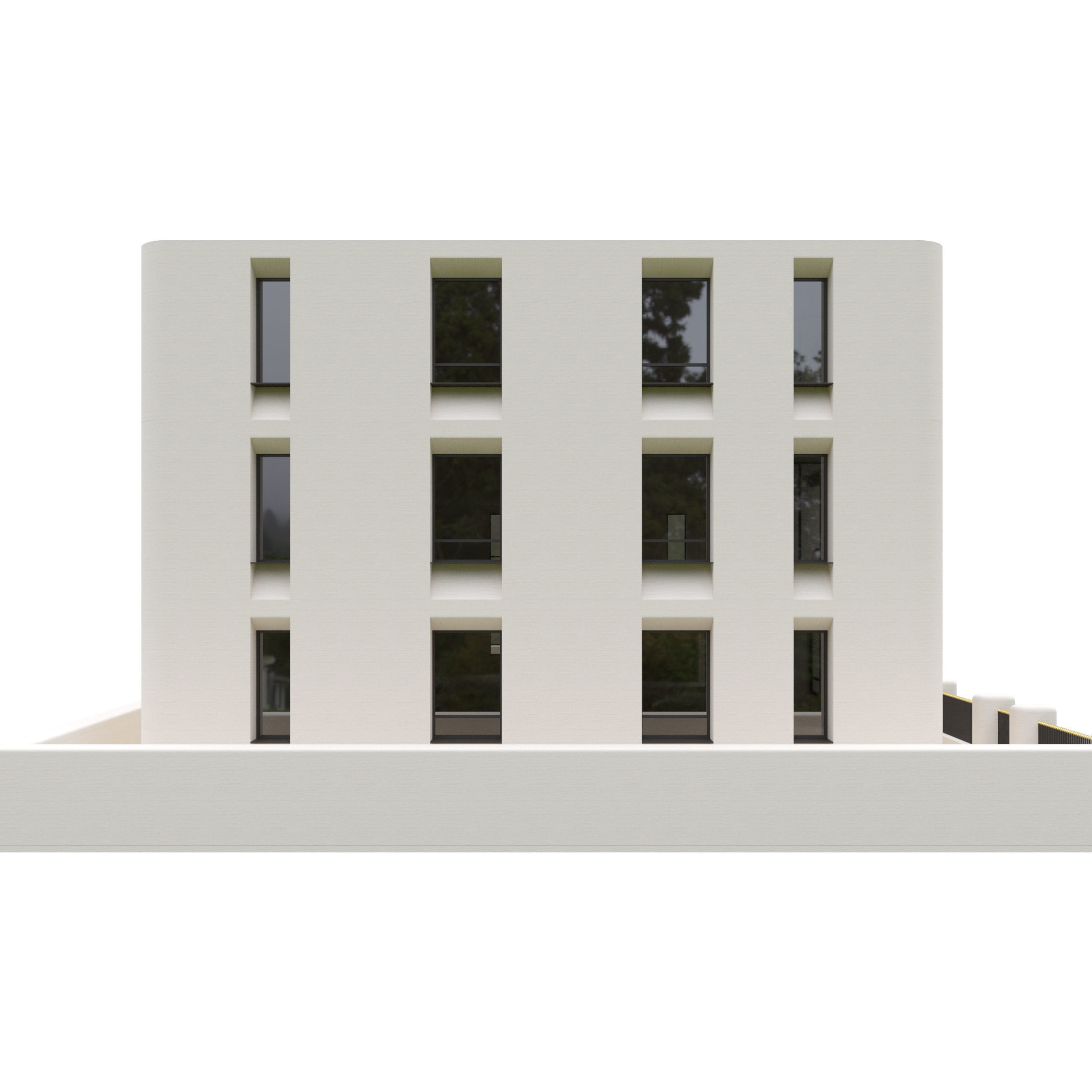 Building 2 with fence  3D model_4
