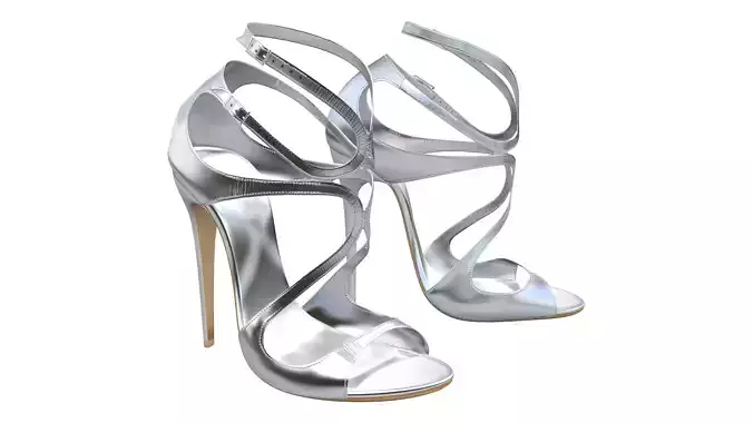 Metallic Leather High Heel Sandals