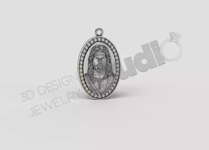 Highly detailed Jesus head figure pendant 3d model