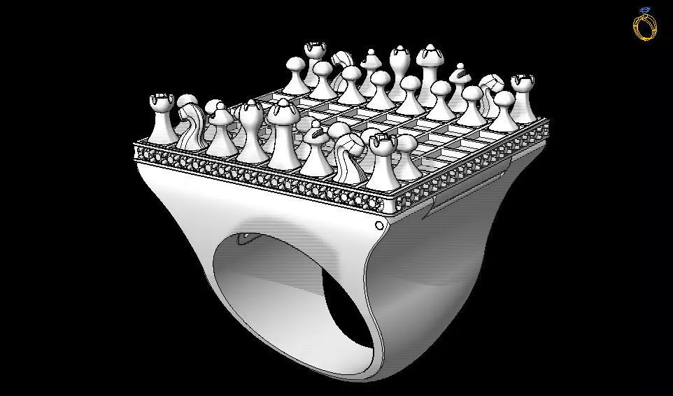 chess ring functional 3D print model_0