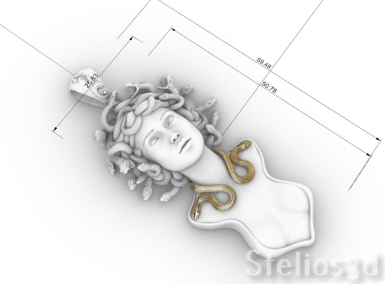 medusa pendant 3D print model 3D print model_5