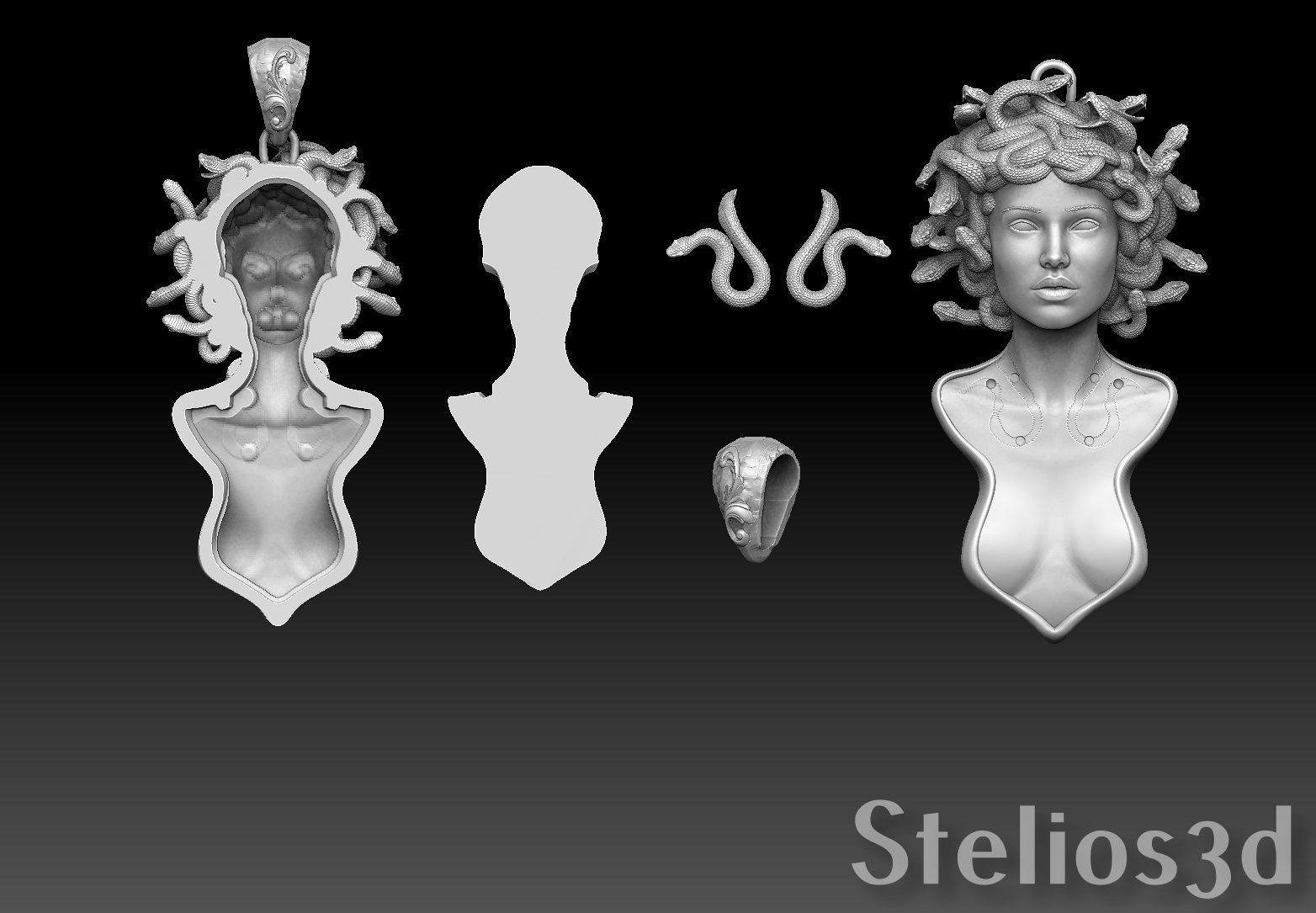 medusa pendant 3D print model 3D print model_10