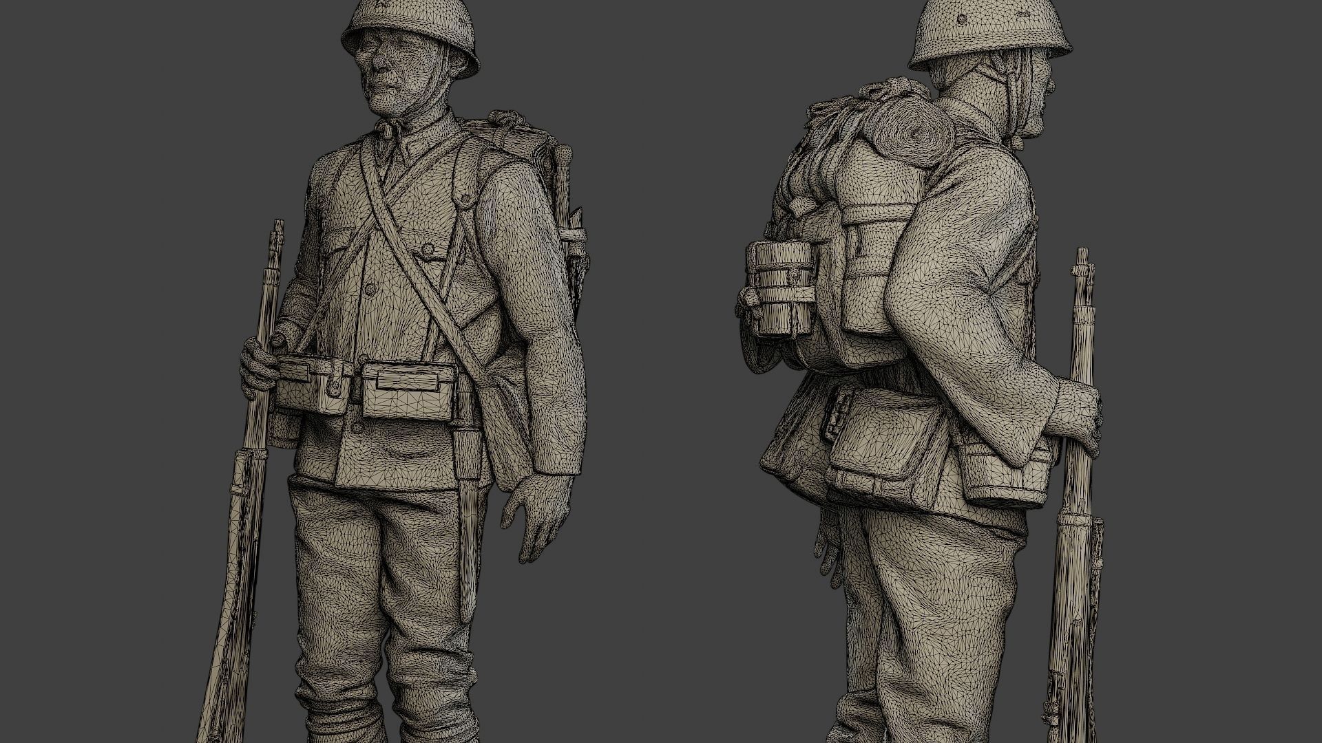 Japanese soldier ww2 Attention4 J1 3D print model_13