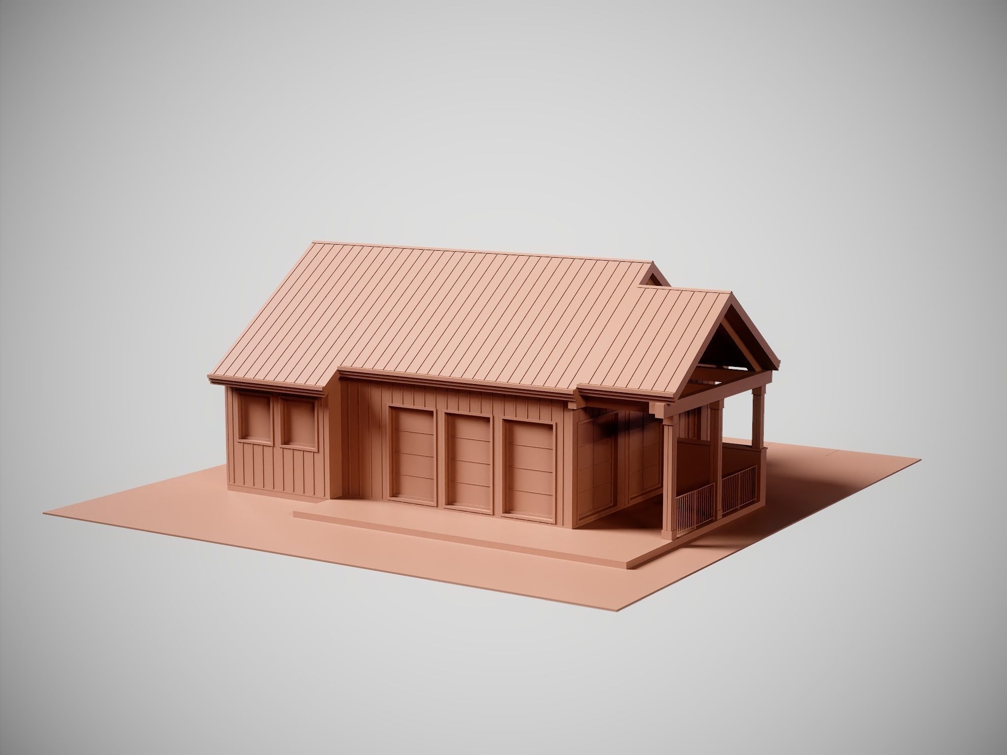 Country House No 01 - Base Mesh Low-poly 3D model_18