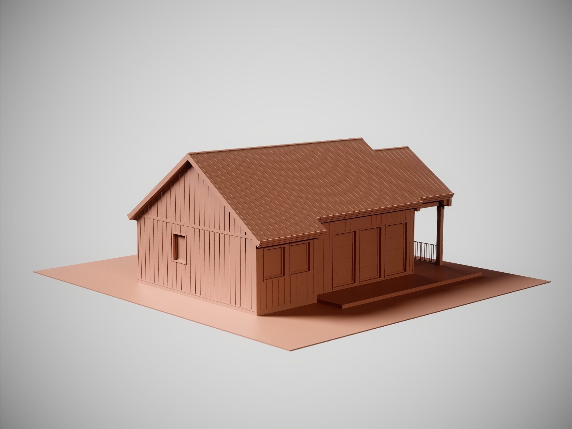 Country House No 01 - Base Mesh Low-poly 3D model_17