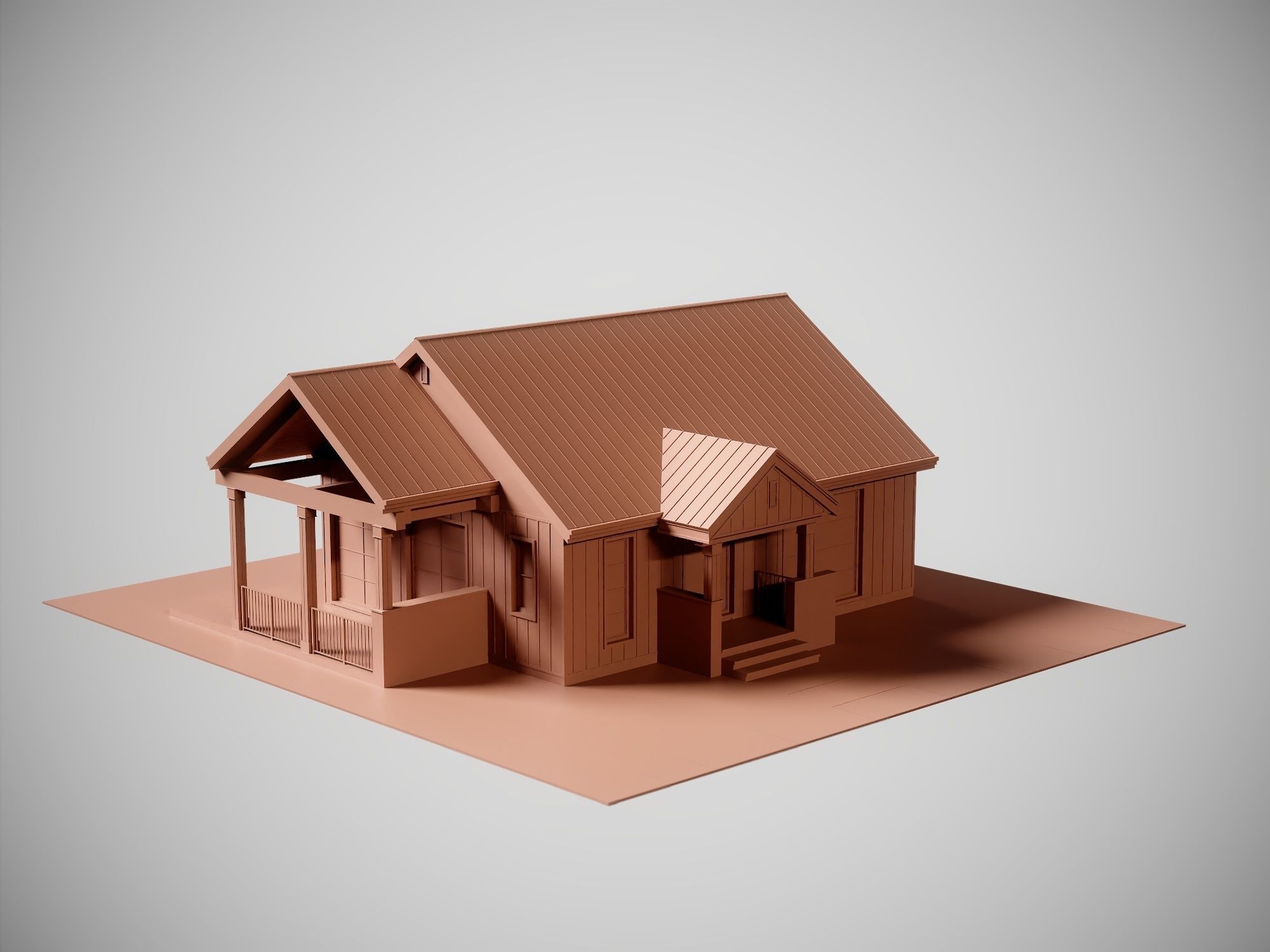 Country House No 01 - Base Mesh Low-poly 3D model_13
