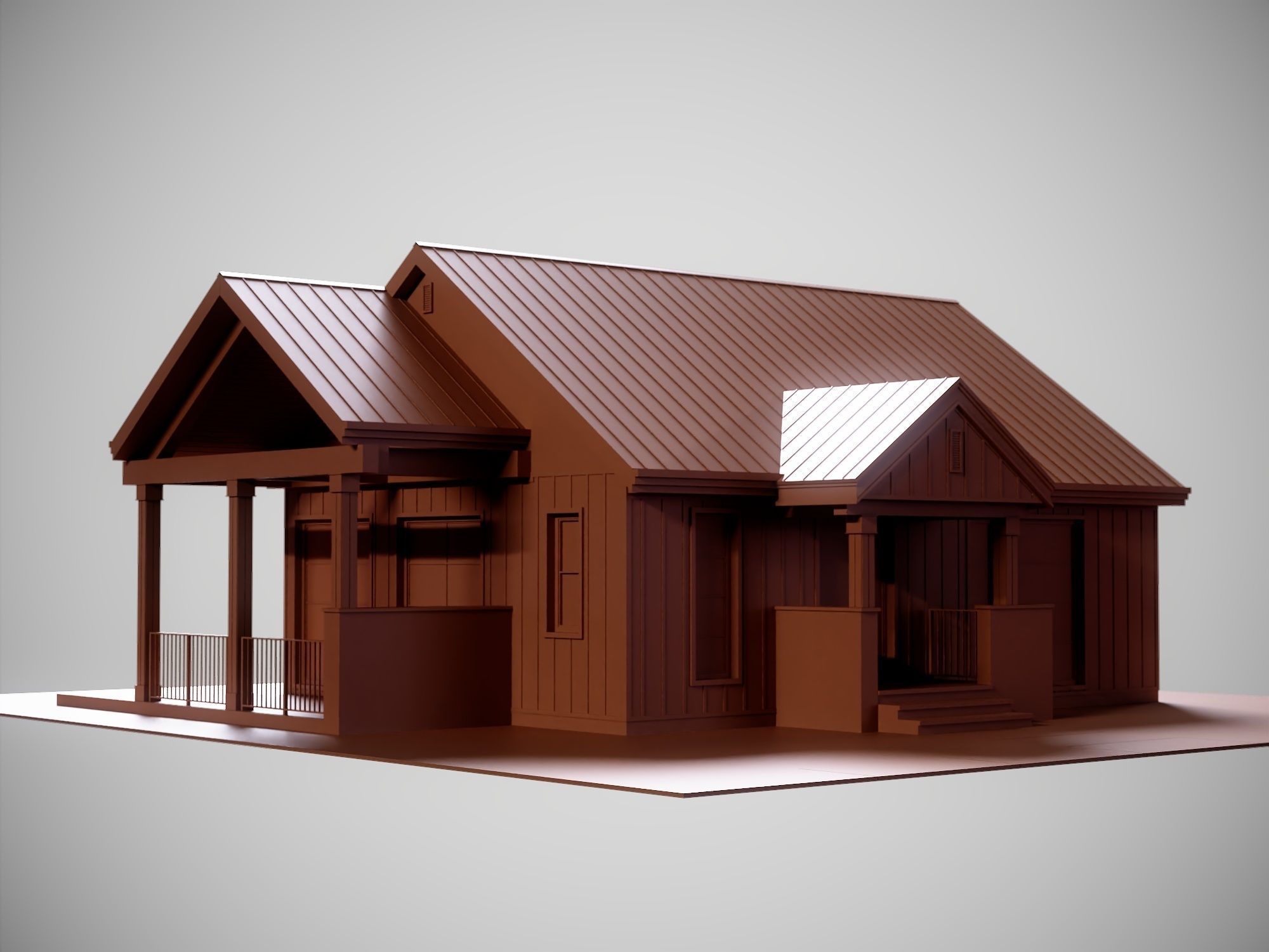 Country House No 01 - Base Mesh Low-poly 3D model_19