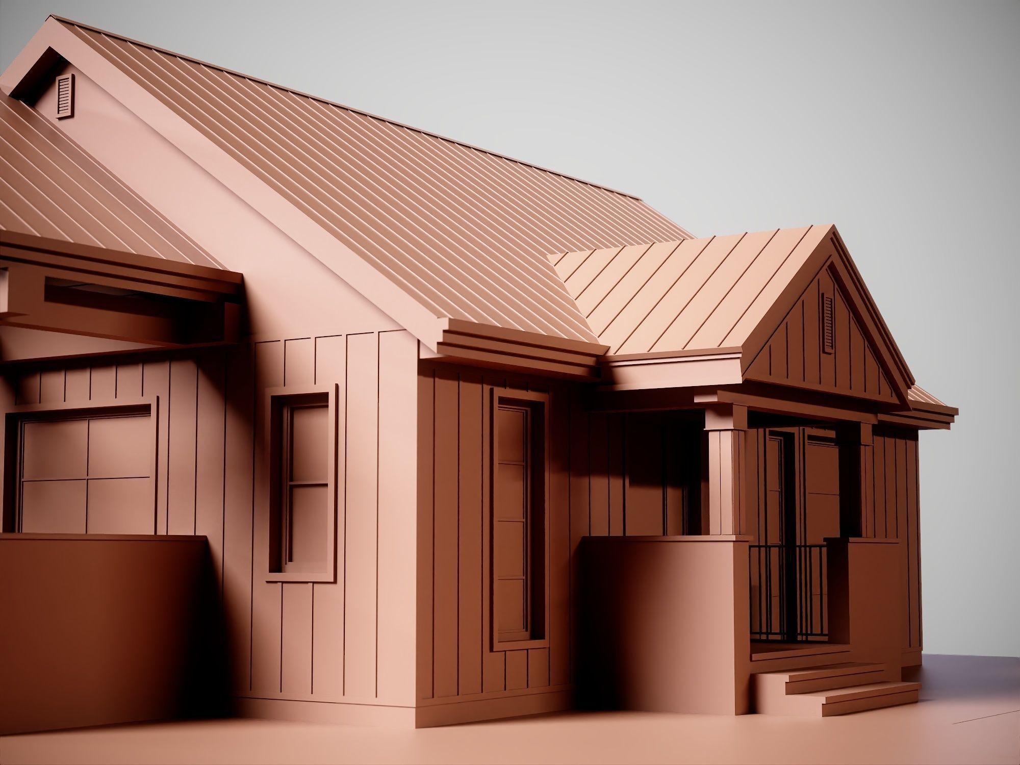 Country House No 01 - Base Mesh Low-poly 3D model_21