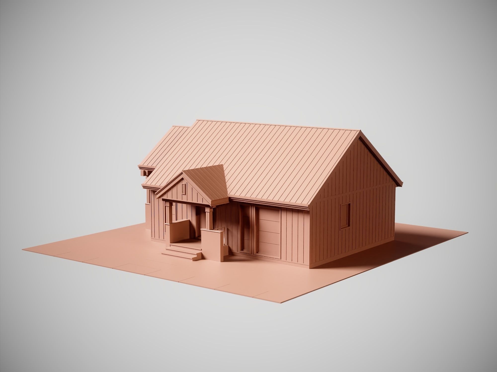 Country House No 01 - Base Mesh Low-poly 3D model_16