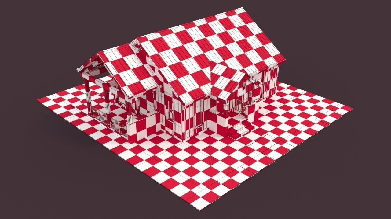 Country House No 01 - Base Mesh Low-poly 3D model_12