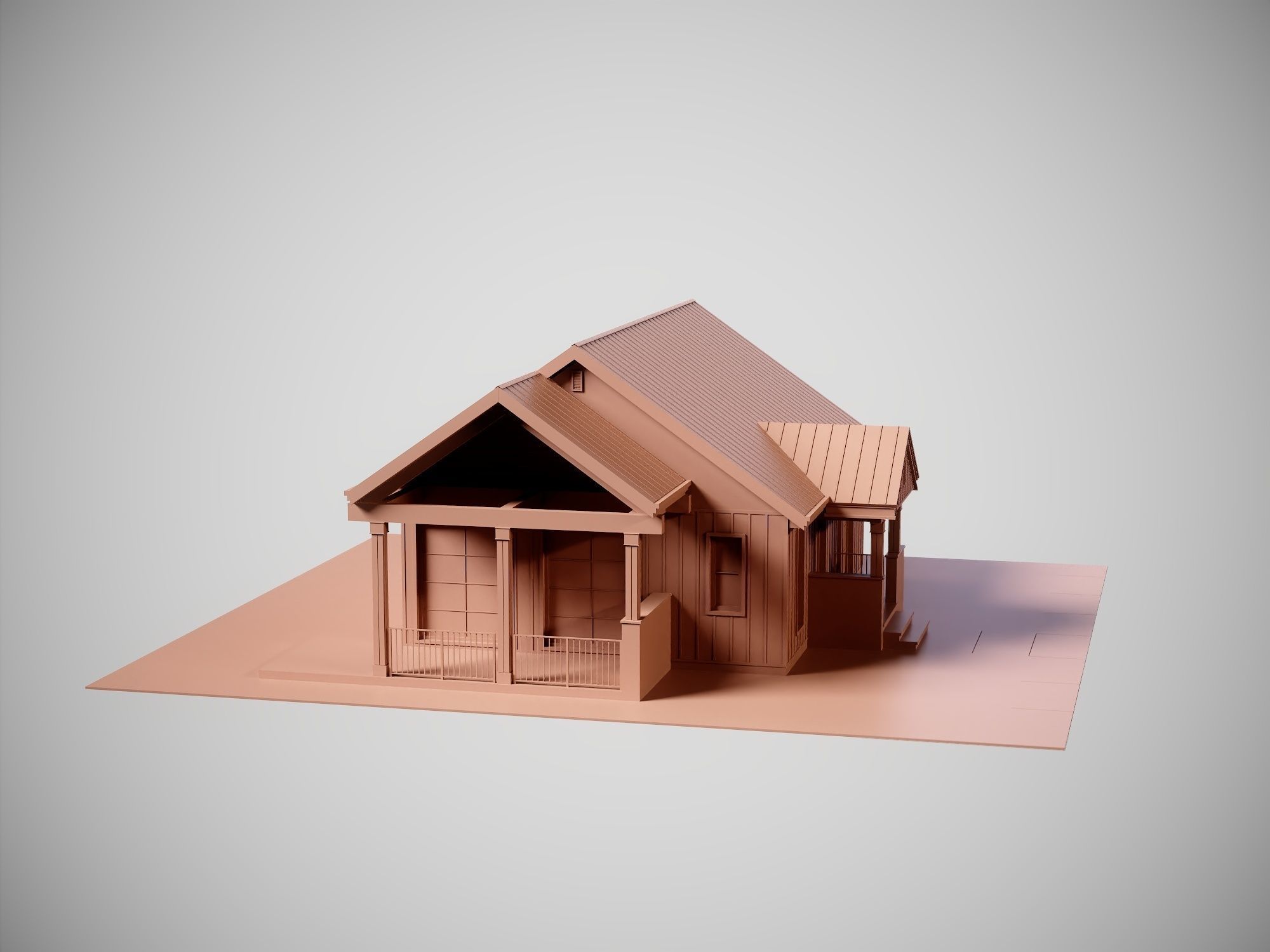 Country House No 01 - Base Mesh Low-poly 3D model_15
