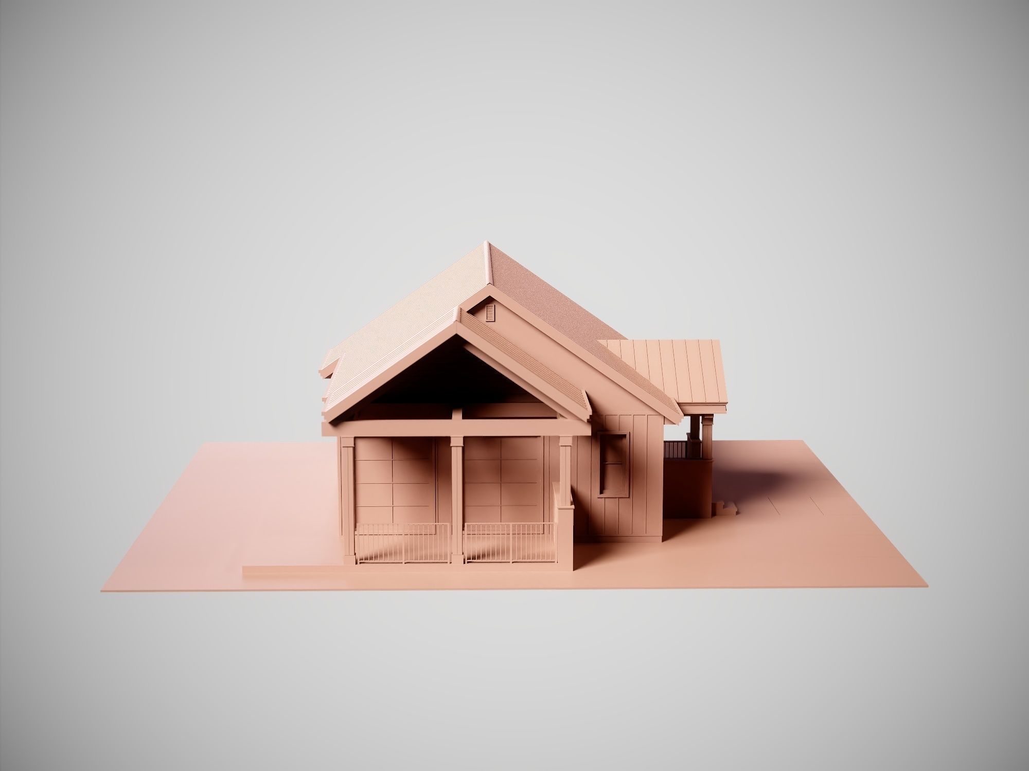 Country House No 01 - Base Mesh Low-poly 3D model_14