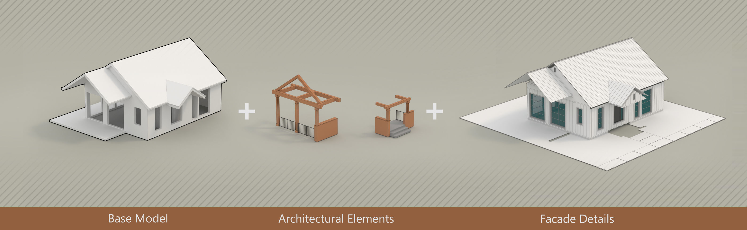 Country House No 01 - Base Mesh Low-poly 3D model_11