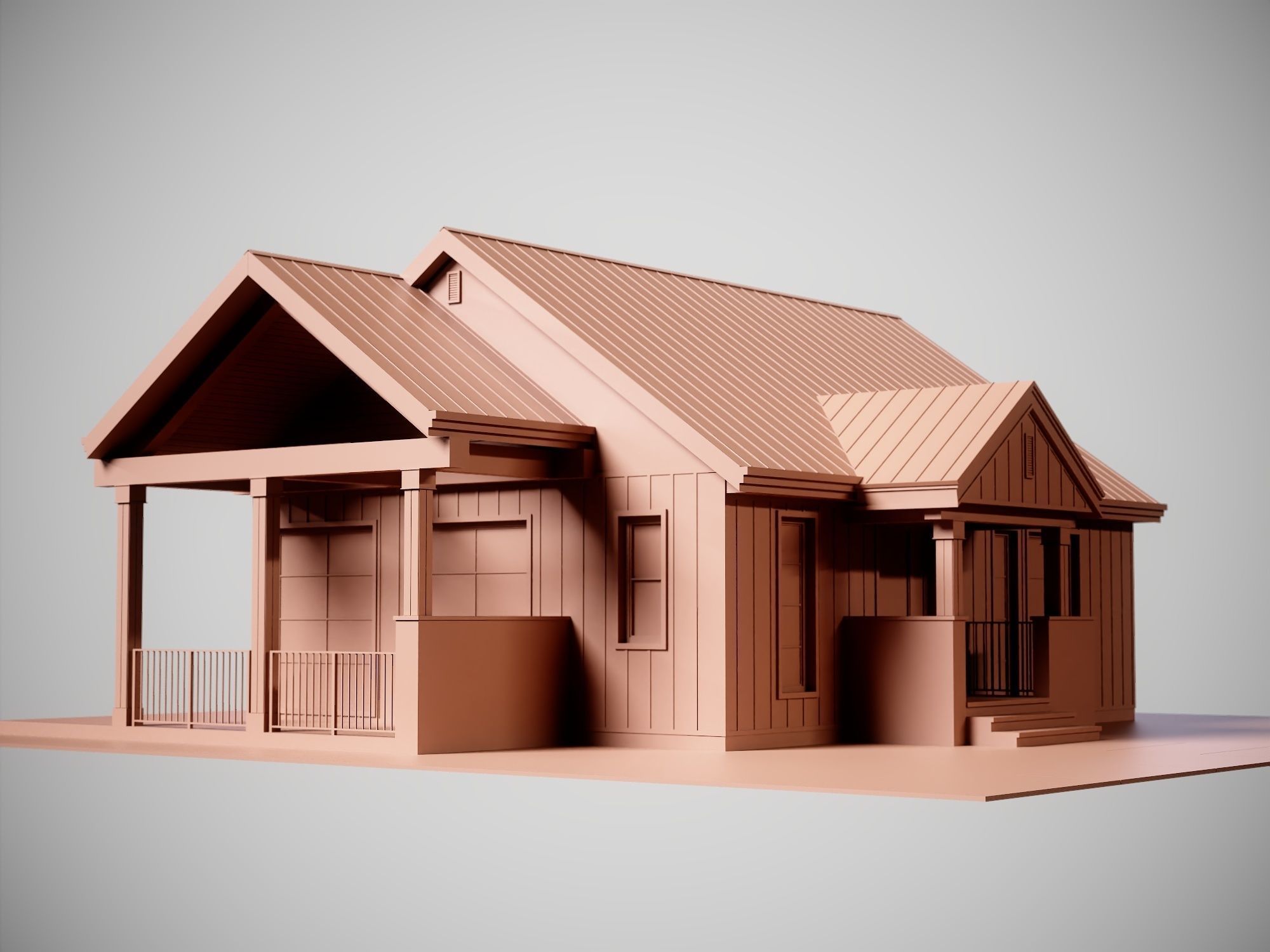 Country House No 01 - Base Mesh Low-poly 3D model_20