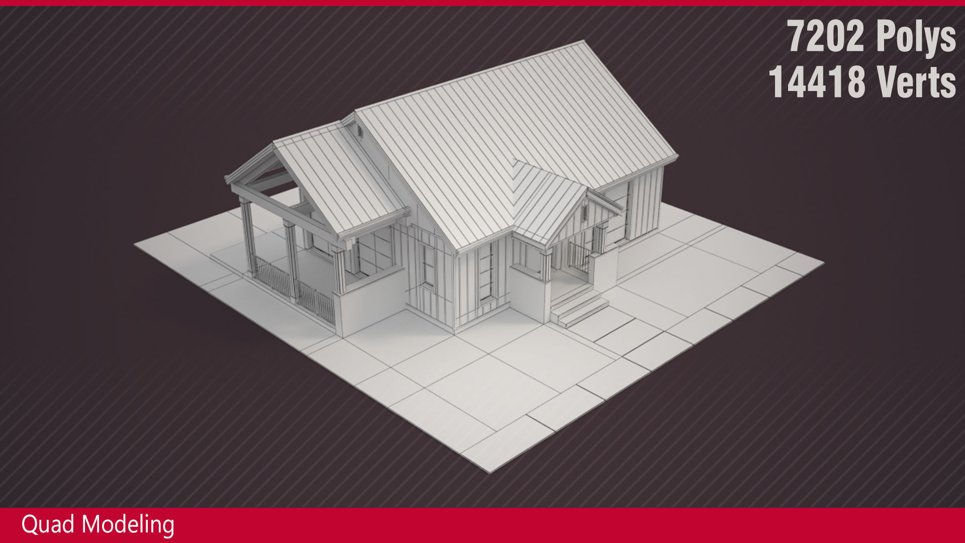 Country House No 01 - Base Mesh Low-poly 3D model_4