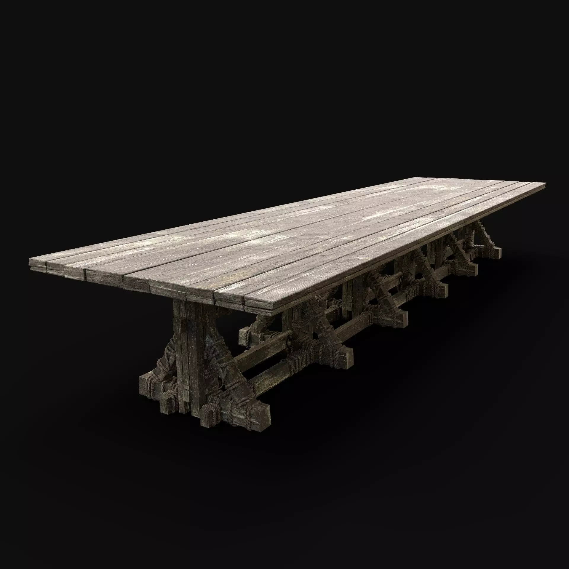 LONG TABLE BENCH INN TAVERN BAR INTERIOR FOOD BEER STOOL Low-poly 3D model