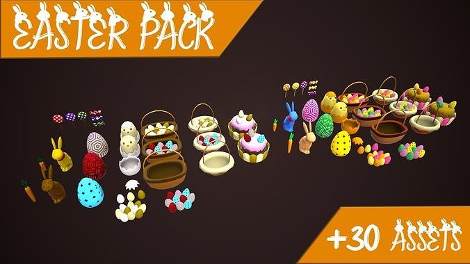 EASTER DAY PACK EGG ASSETS - CARTOON STYLIZED LOW POLY PASCUA Low-poly 3D model