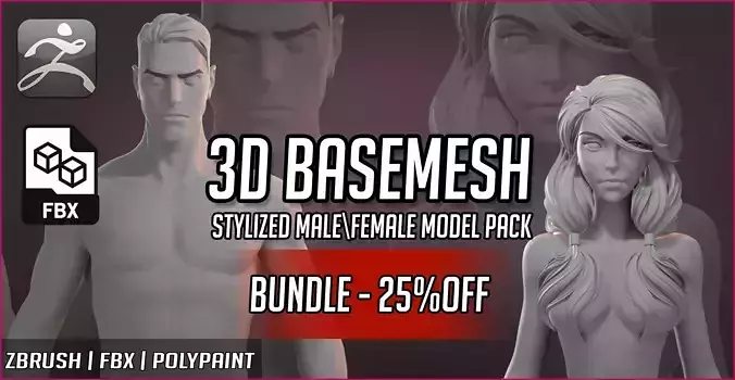 Basemesh Stylized Male and Female Pack 