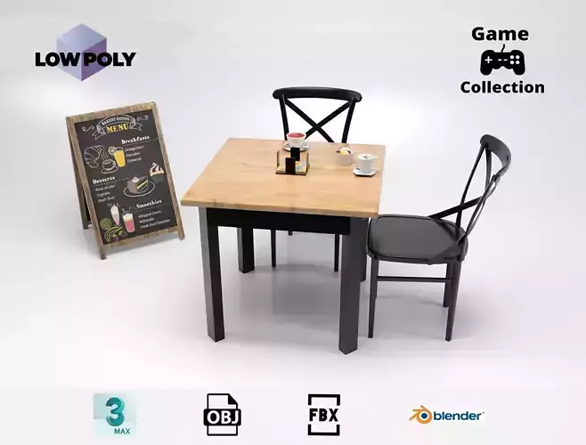 Coffee shop set 1 Low-poly 3D model