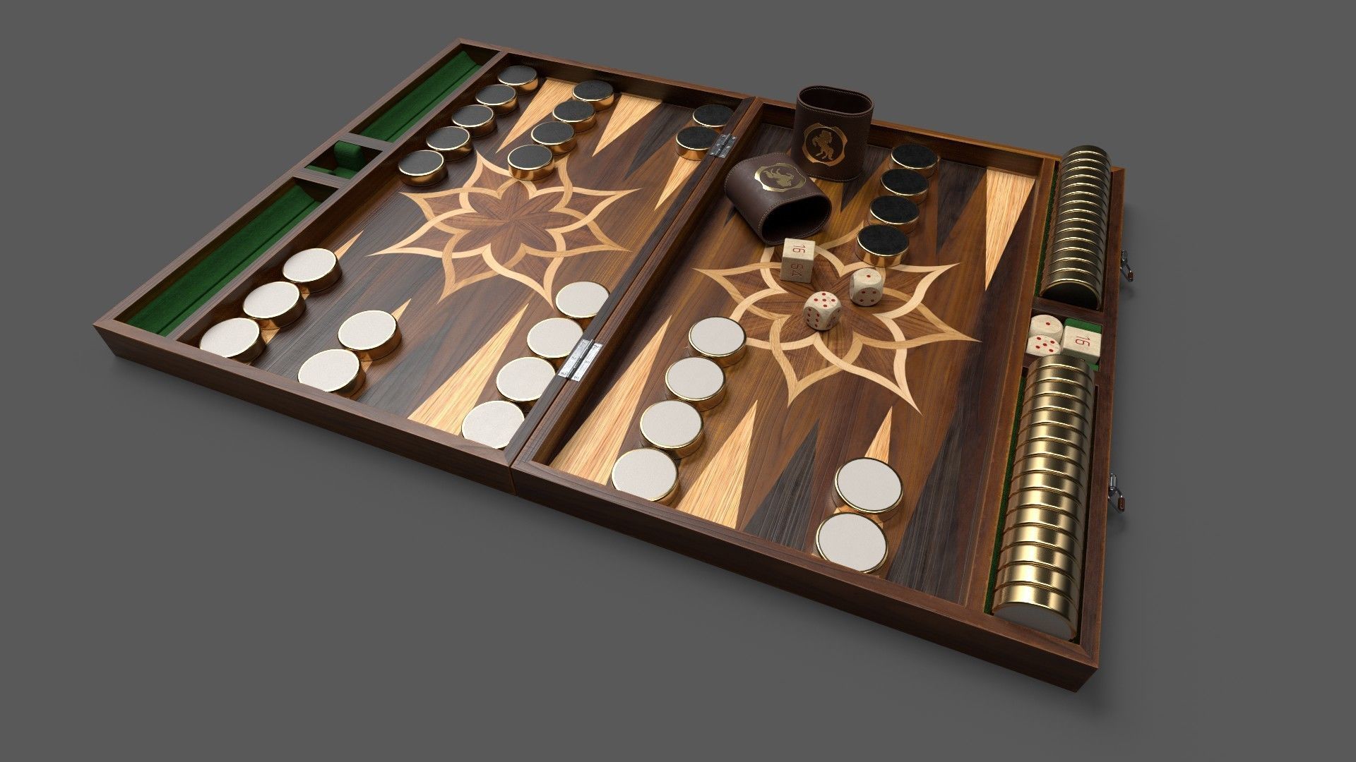 Backgammon board - 3 versions 3D model_2