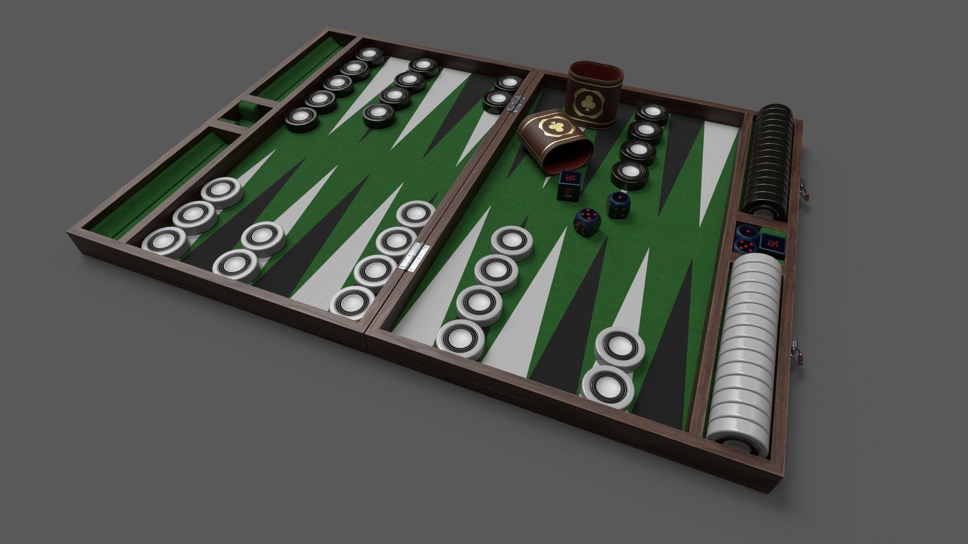 Backgammon board - 3 versions 3D model_1