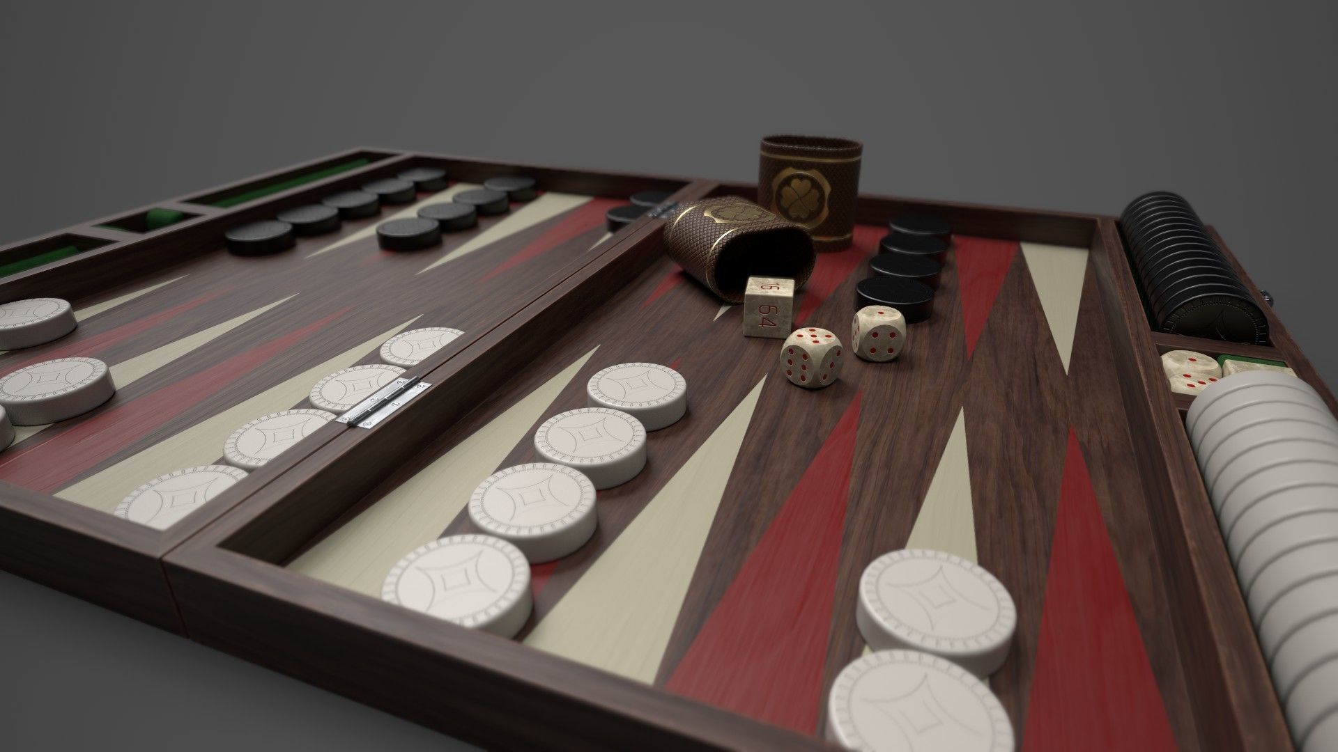 Backgammon board - 3 versions 3D model_3