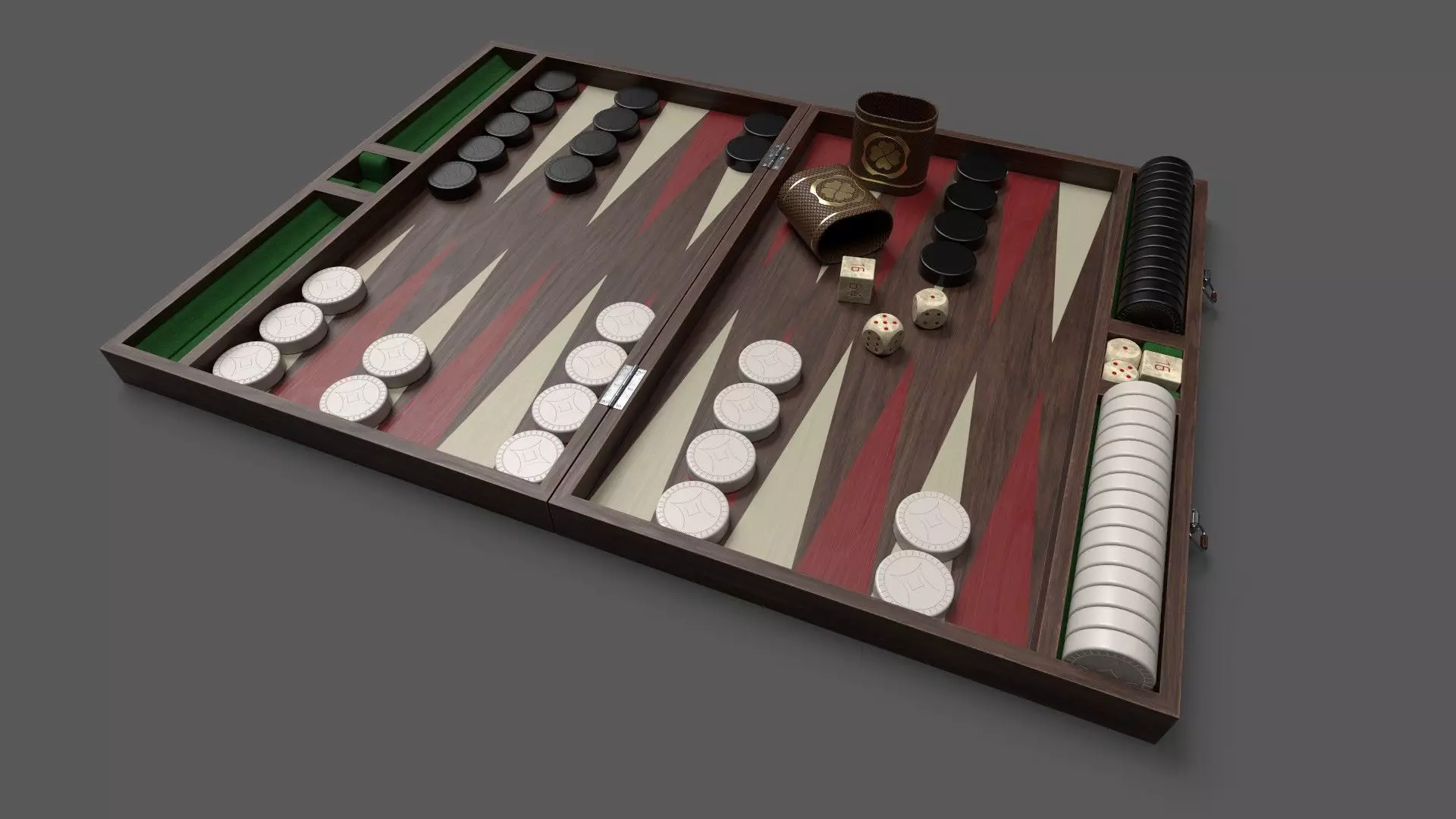 Backgammon board - 3 versions 3D model_0