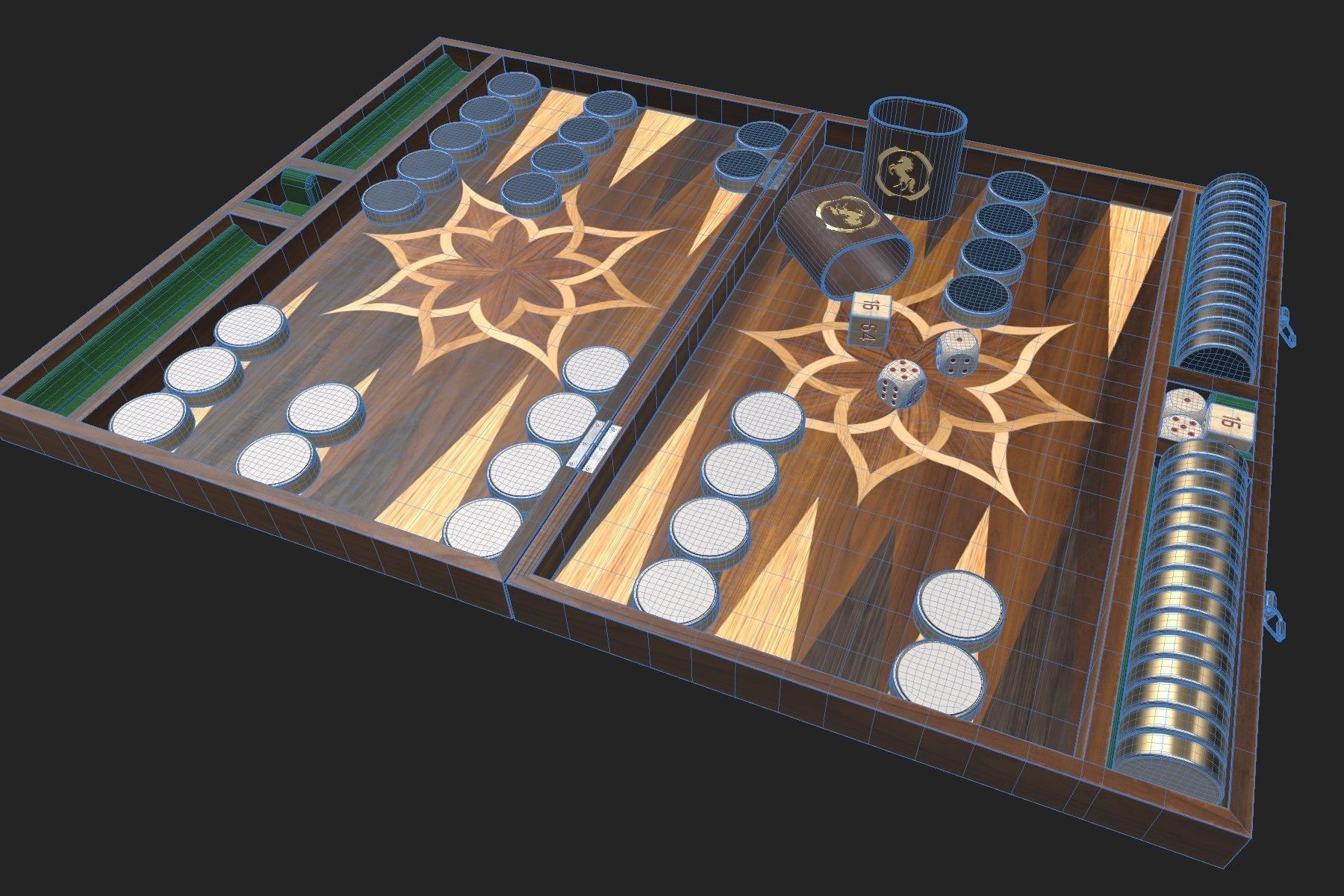 Backgammon board - 3 versions 3D model_9