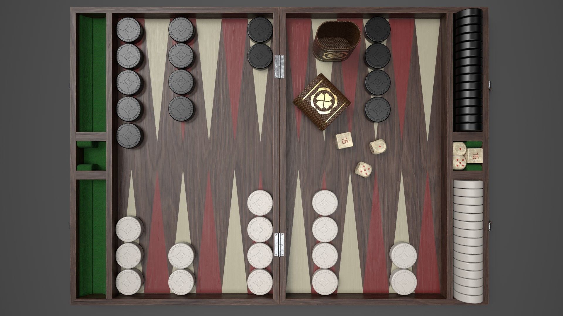 Backgammon board - 3 versions 3D model_6