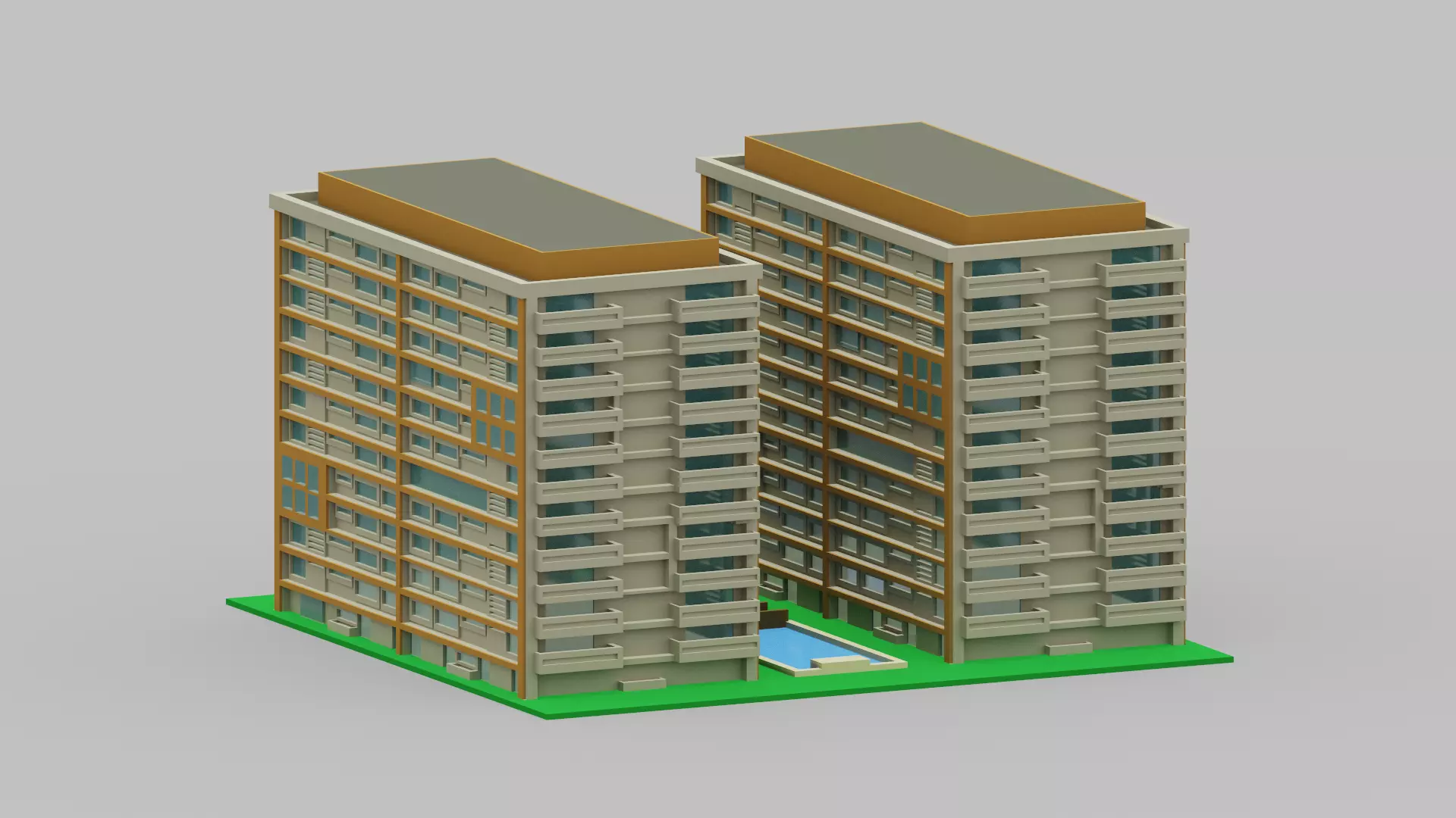Voxel Residental House Low-poly 3D model