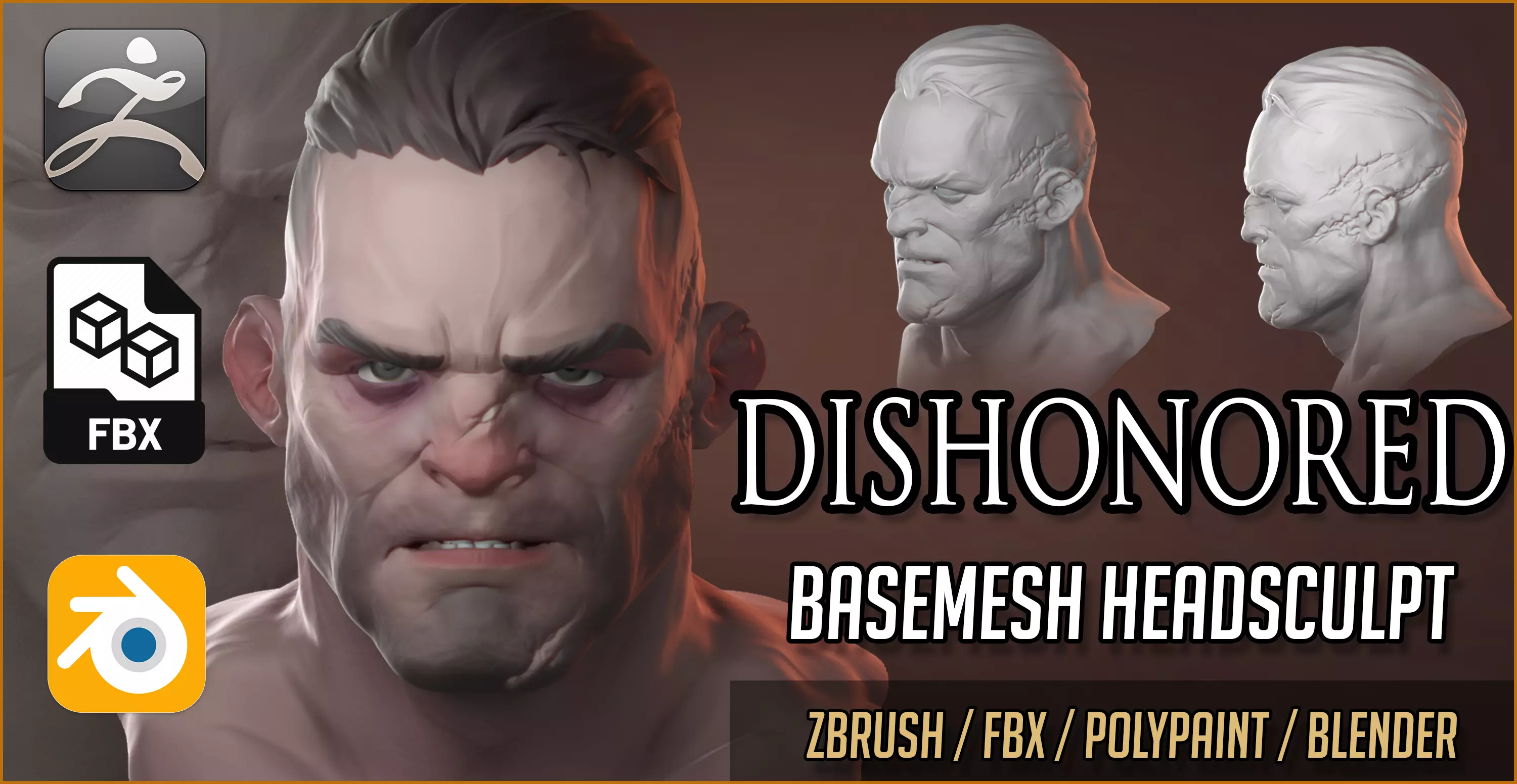 Dishonored Style Basemesh Headsculpt 3D model_0