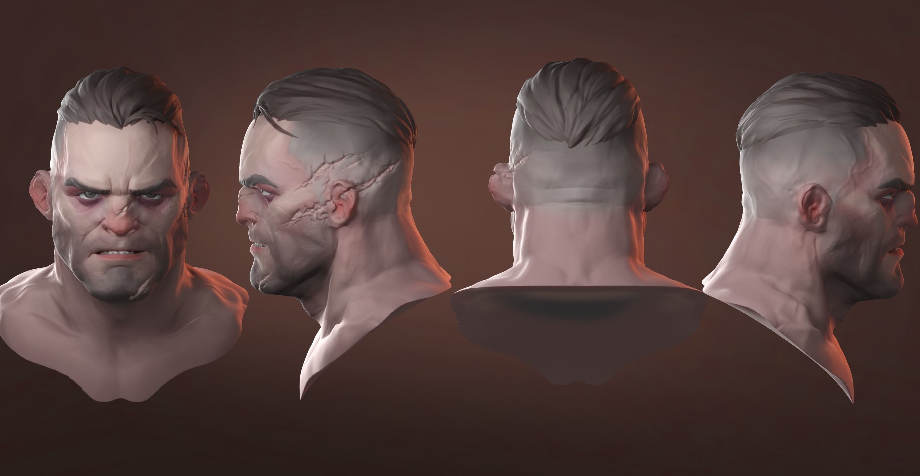 Dishonored Style Basemesh Headsculpt 3D model_3